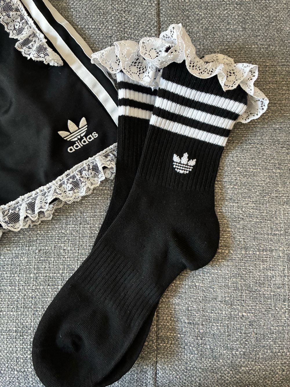 Adidas lace-trim crew socks